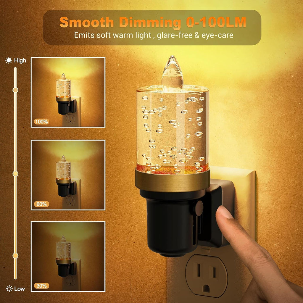 JandCase LED Night Light, Candle Night Lights Plug into Wall Amber, Auto On/Off Light Sensor Nightlight, 0-100LM Brightness Dimmbale…