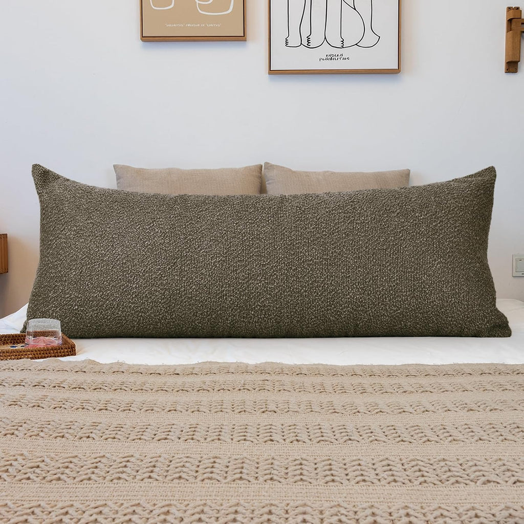 JoraLion 20x54 inch Neutral Boucle Body Pillow Cover, Brown Long Pillow Cover Cozy Soft Cushion Case for Couch Sofa Bed Living Room Home…