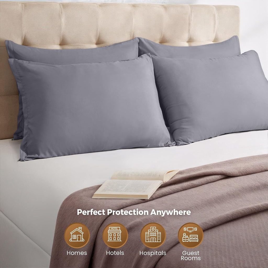 Utopiabedding Utopia Bedding 4 Pack Pillow Protectors with Zipper Queen Size, Soft Brushed Microfiber Fabric Pillow Cases, Shrinkage and Fa…