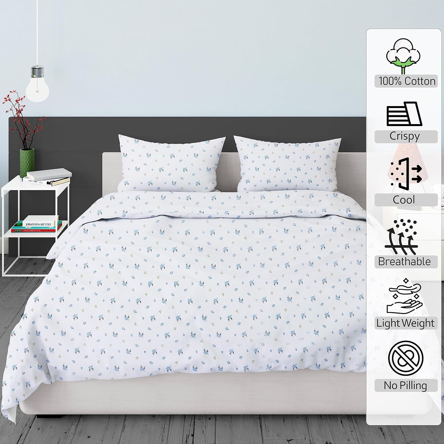 Ruvanti 100% Cotton Percale Sheets Twin XL Size – Crisp Cooling Bed Sheets for Hot Sleepers, Deep Pocket 16”, Soft Breathable & Durable Hot…