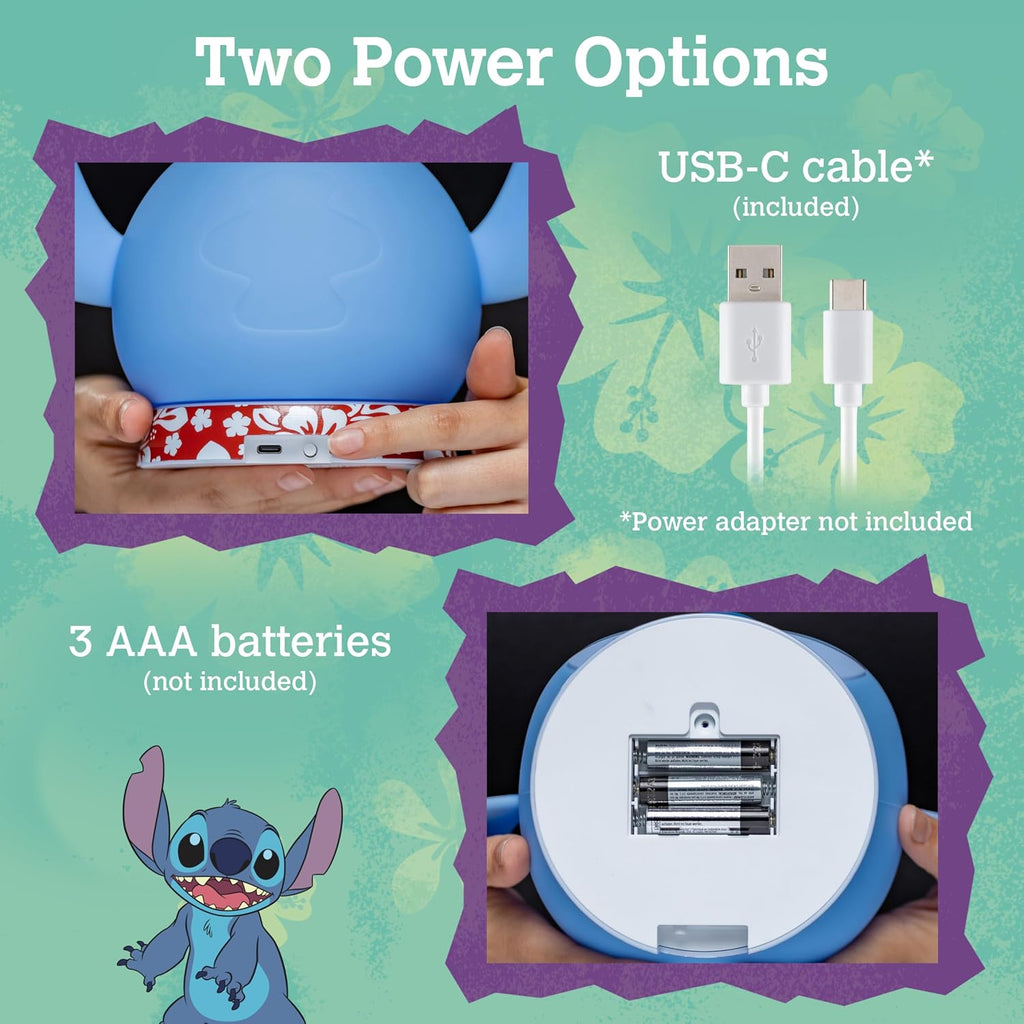 Disney Lilo and Stitch Squish Light, Night Light for Kids, USB Lamp, Battery Operated, Dimmable, Ideal for Bedroom, Playroom, Living…