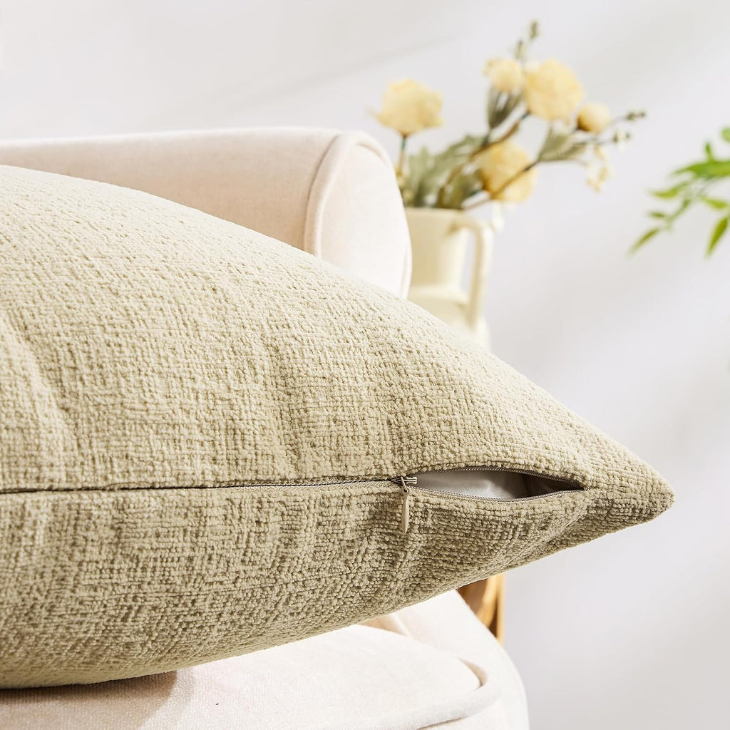 Gawamay Set of 2 Soft Textured Chenille Throw Pillow Covers 26x26 Inch (66x66 CM), Decorative Pillowcases Cushion Covers for Farmhouse Home…