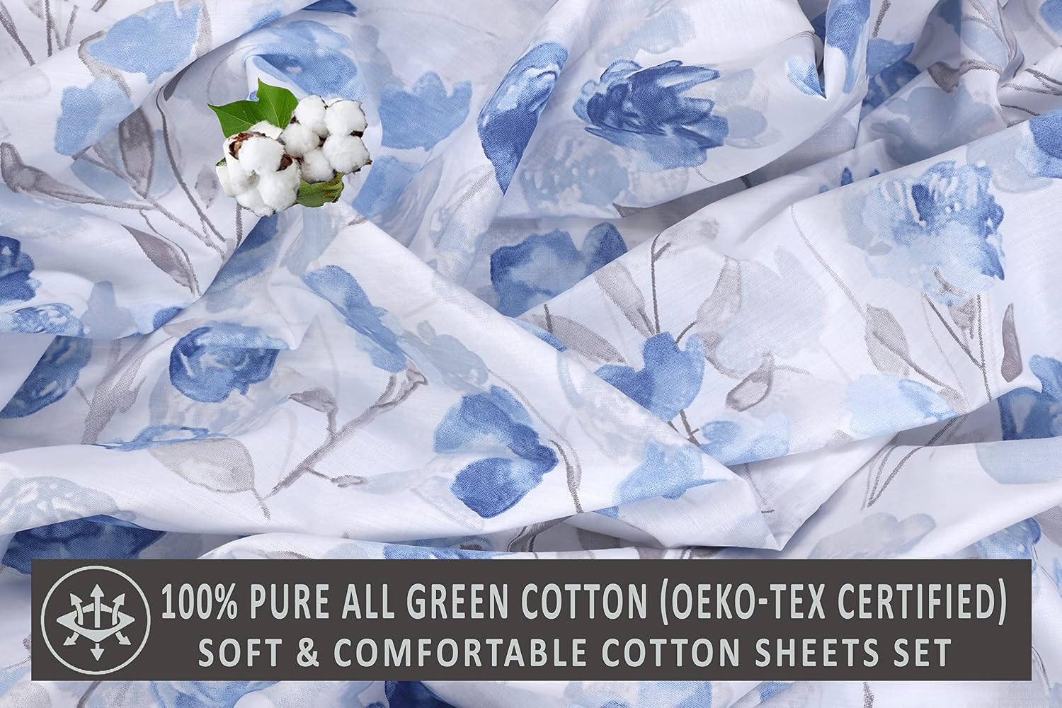 Ruvanti 100% Cotton Percale Sheets King Size – Crisp Cooling Bed Sheets for Hot Sleepers, Deep Pocket 16”, Soft Breathable & Durable Hotel-…