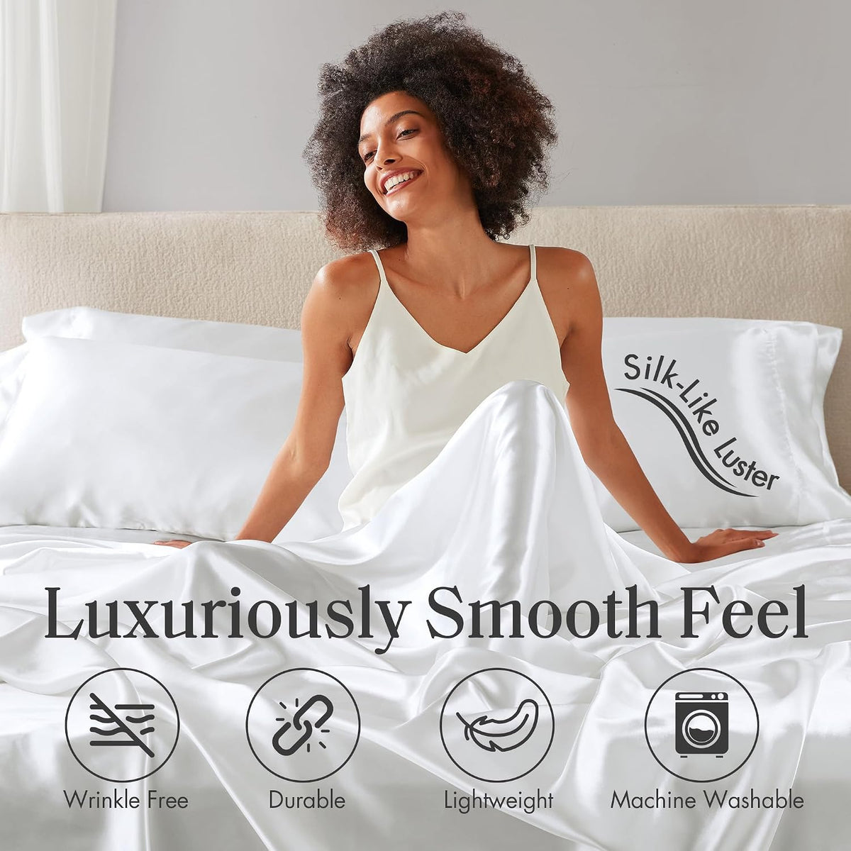 Madisonpark Madison Park Essentials Satin Sheet Set Luxury and Silky with Natural Sheen, Elastic 14" Pocket fits up to 16" Mattress, All Ar…