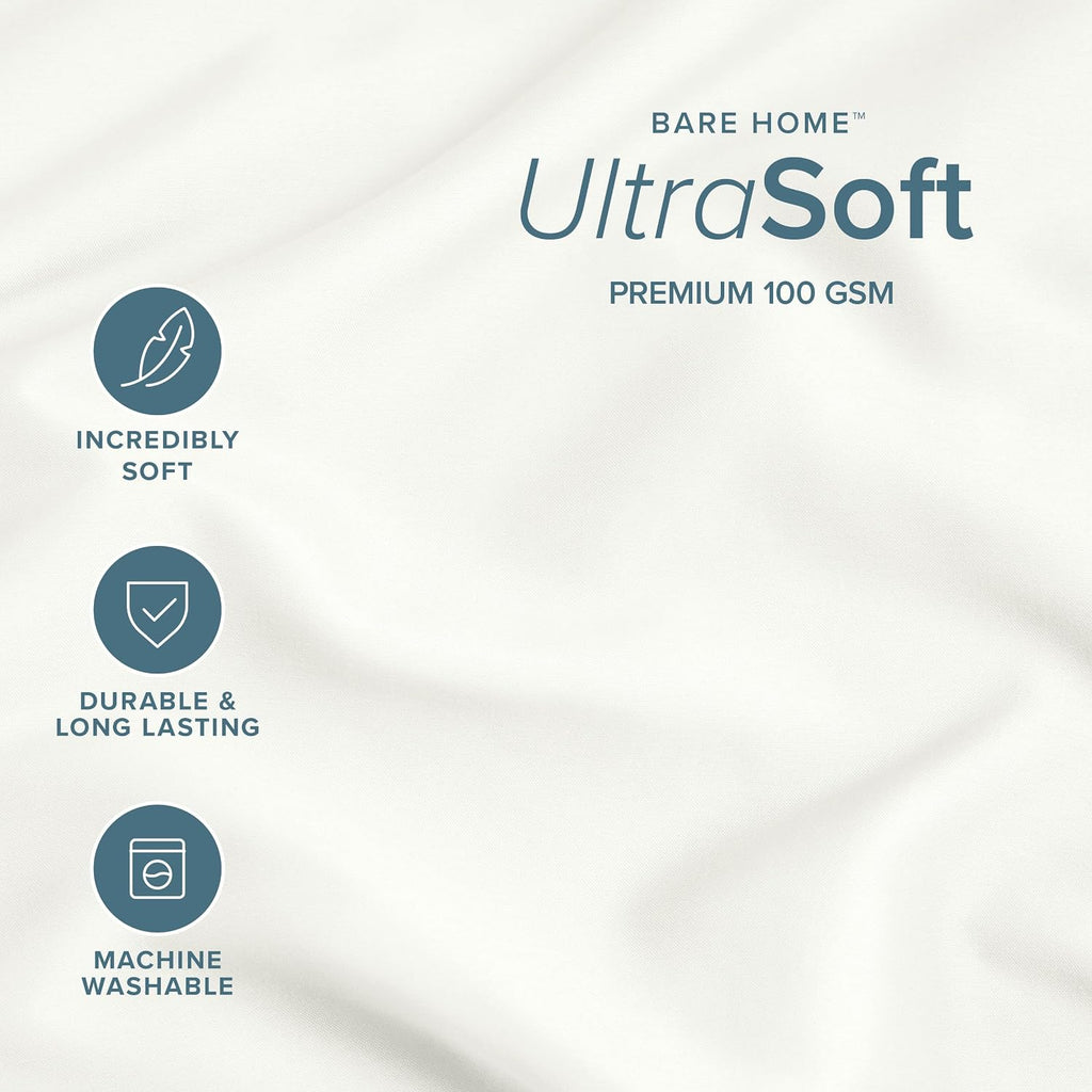 BareHome Bare Home Microfiber Pillow Cases - King Size Set of 2 - Cooling Pillowcases - Double Brushed - Ivory Pillowcases 2 Pack - Easy Ca…