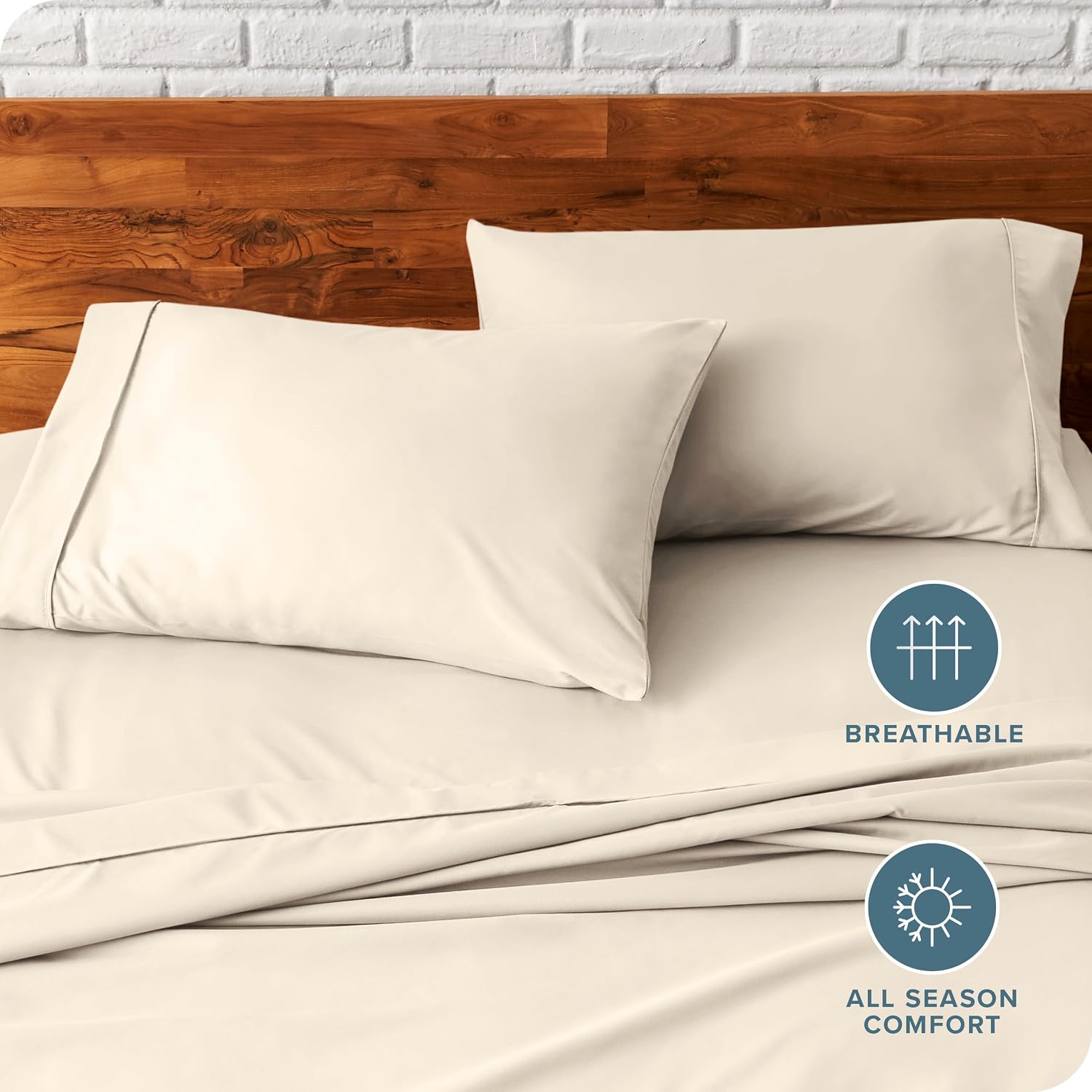 BareHome Bare Home Microfiber Pillow Cases - King Size Set of 2 - Cooling Pillowcases - Double Brushed - Sand Pillowcases 2 Pack - Easy Car…