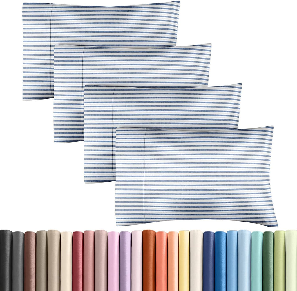 King Pillow Cases Set of 4 - Ultra Soft Hotel Quality Pillowcase Covers - Comfy, Cozy & Wrinkle Free - Shrinkage and Fade Resistant…