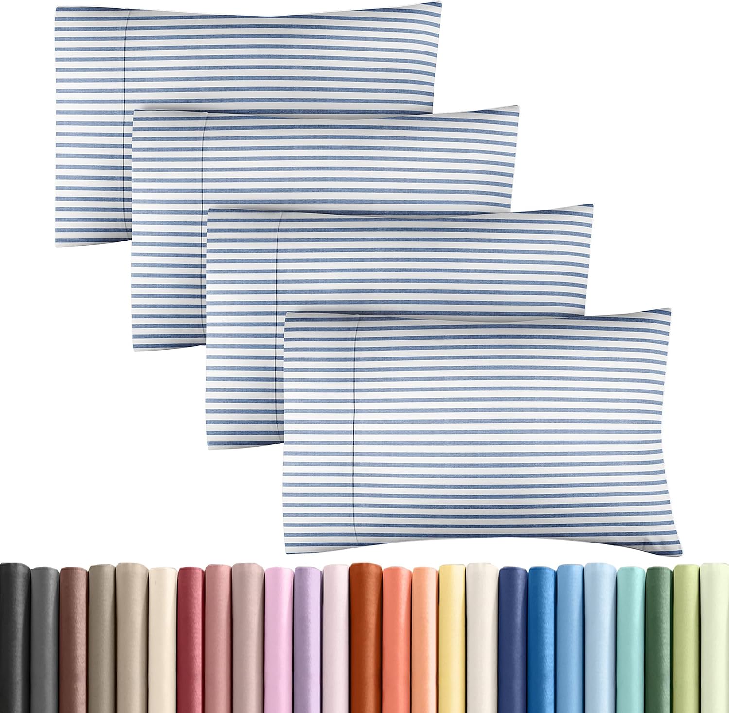 King Pillow Cases Set of 4 - Ultra Soft Hotel Quality Pillowcase Covers - Comfy, Cozy & Wrinkle Free - Shrinkage and Fade Resistant…