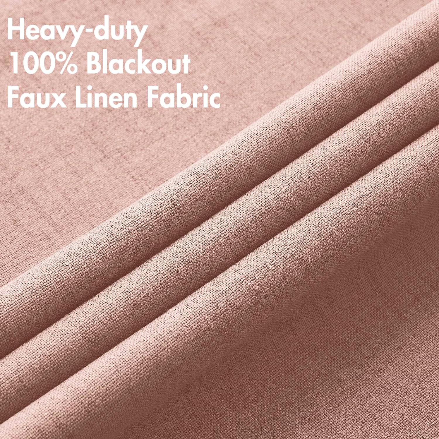 Miulee Linen Curtains 100% Blackout for Bedroom Thermal Insulated Blush Pink Grommet Room Darkening Curtains & Drapes for Living Room Nurse…