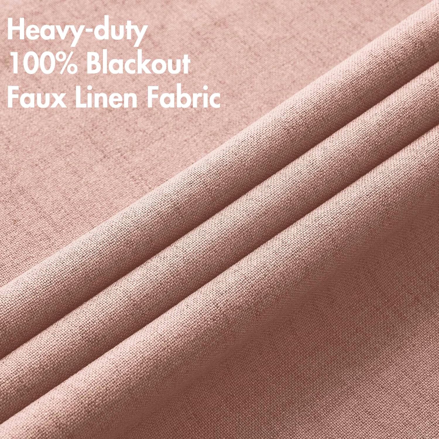 Miulee 100% Blackout Linen Curtains for Bedroom Thermal Insulated Blush Pink Grommet Room Darkening Curtains & Drapes for Living Room Nurse…