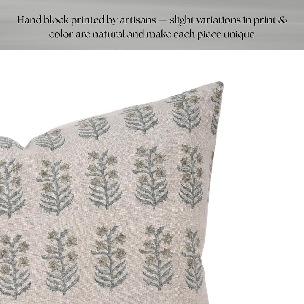 LineandLoop Linen Throw Pillow Covers 20x20 inch Soft Green Spring Decorative Pillow Covers for Living Room, Bedroom 2 inches Cotton Green