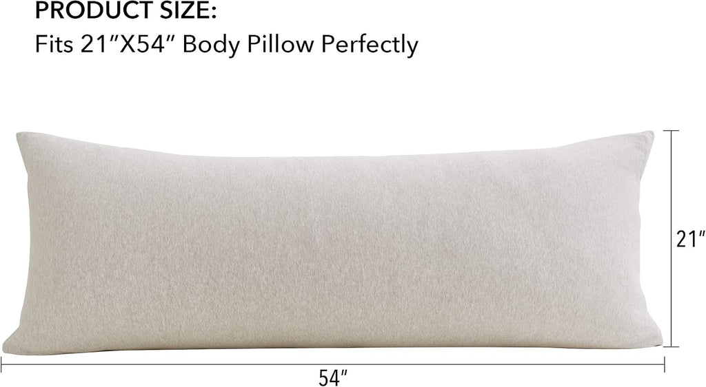 Oubonun 100% Jersey Cotton Body Pillow Cover with Zipper - Luxury Soft Removable Pillow Case - Long Fuzzy - Knitted (Cream, 21"X54") Cotton