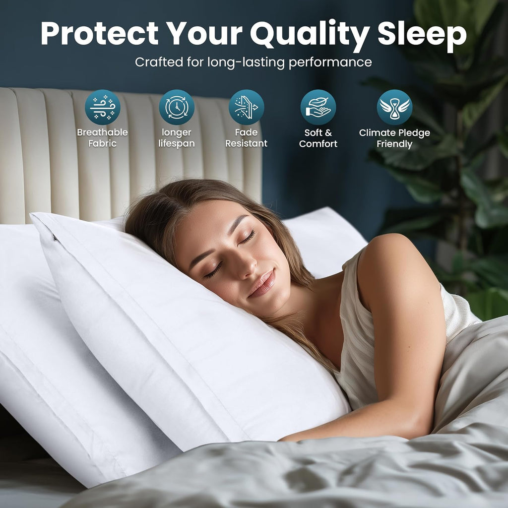 Utopiabedding Utopia Bedding Queen Pillow Protectors - Pack of 2 - Zipper Closure - Soft Brushed Microfiber Fabric - Shrinkage and Fade Res…