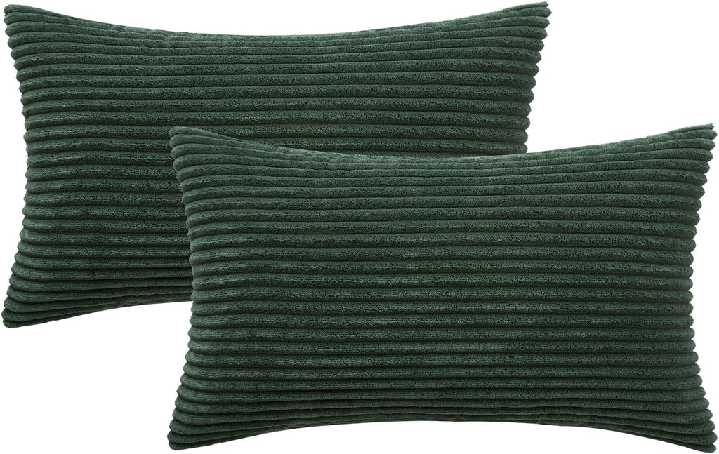 MIULEE Pack of 2 Corduroy Pillow Covers 12 x 20 Inch Lumbar Throw Pillow Covers Army Green Pillowcases for Spring Sofa Bedroom Couch