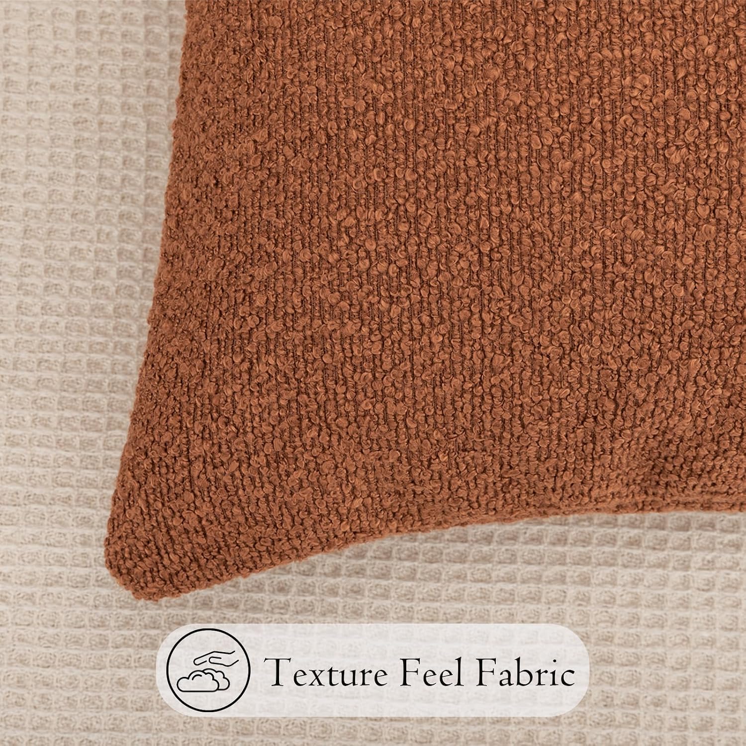 JoraLion 14x36 inch Boucle Lumbar Pillow Cover, Rust Woven Texture Neutral Long Pillow Cover Breathable Cushion Case for Couch Sofa Bed…