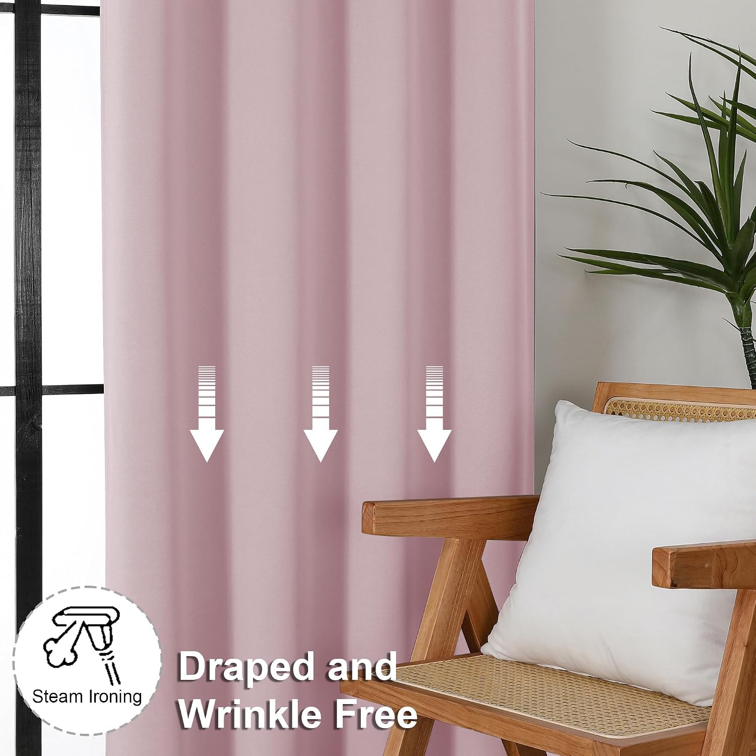 Simplebrand Ava Blush Blackout Curtains for Bedroom, 72 Inch Length, 2 Panels Set, Privacy Thermal Insulated Rod Pocket Window Curtains for…