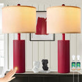 24.5" Red Touch Lamps Set of 2, Modern Living Room Table Lamps with USB C+A Ports, 2 Bulbs Included, Table Light Fixture for Nightstand…