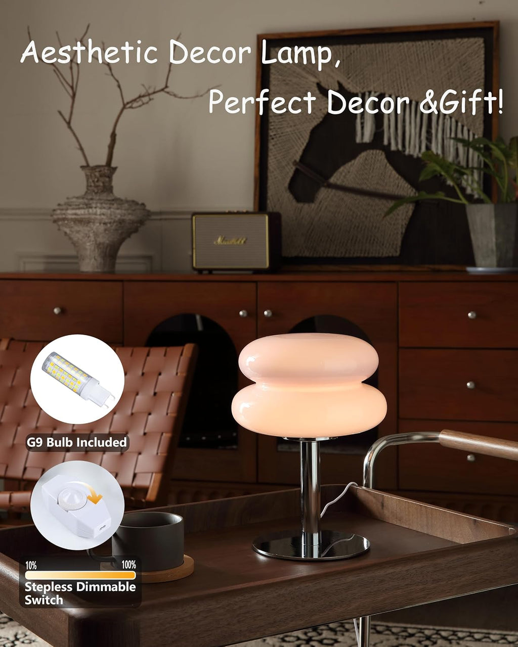 Glivpny Mushroom Lamp Table Lamp for Night Stands, Mid Century Modern Desk Lamps for Bedroom, Vintage Dimmable Bedside Small Cute Lamps…