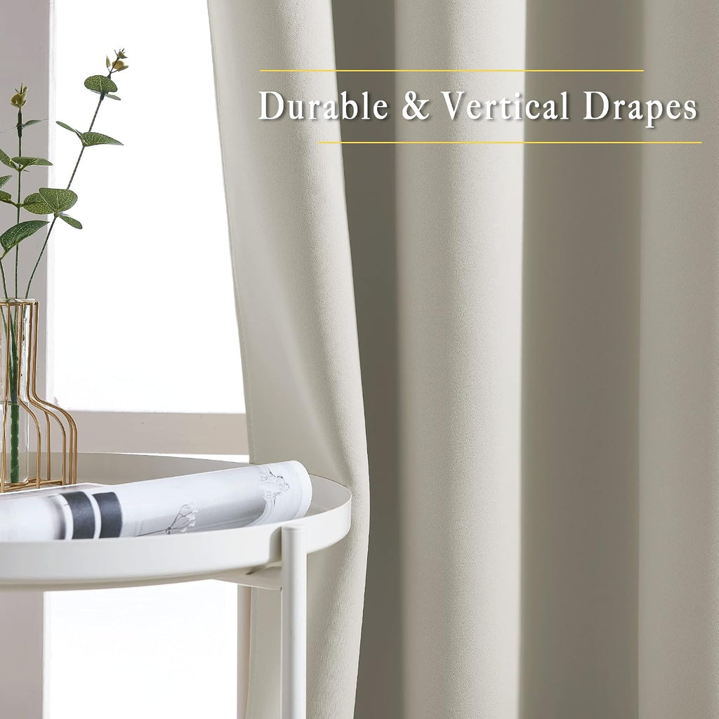 Nicetown Blackout Natural Curtains for Bedroom - Window Treatment Thermal Insulated Grommet Solid Drapes Energy Saving Sound Reducing for B…