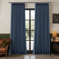 Twodrapes 105 Inch Pinch Pleated Blackout Linen Curtains for Bedroom 2 Panels Memory Trained 100% Black Out Soundproof Room Darkening Navy…