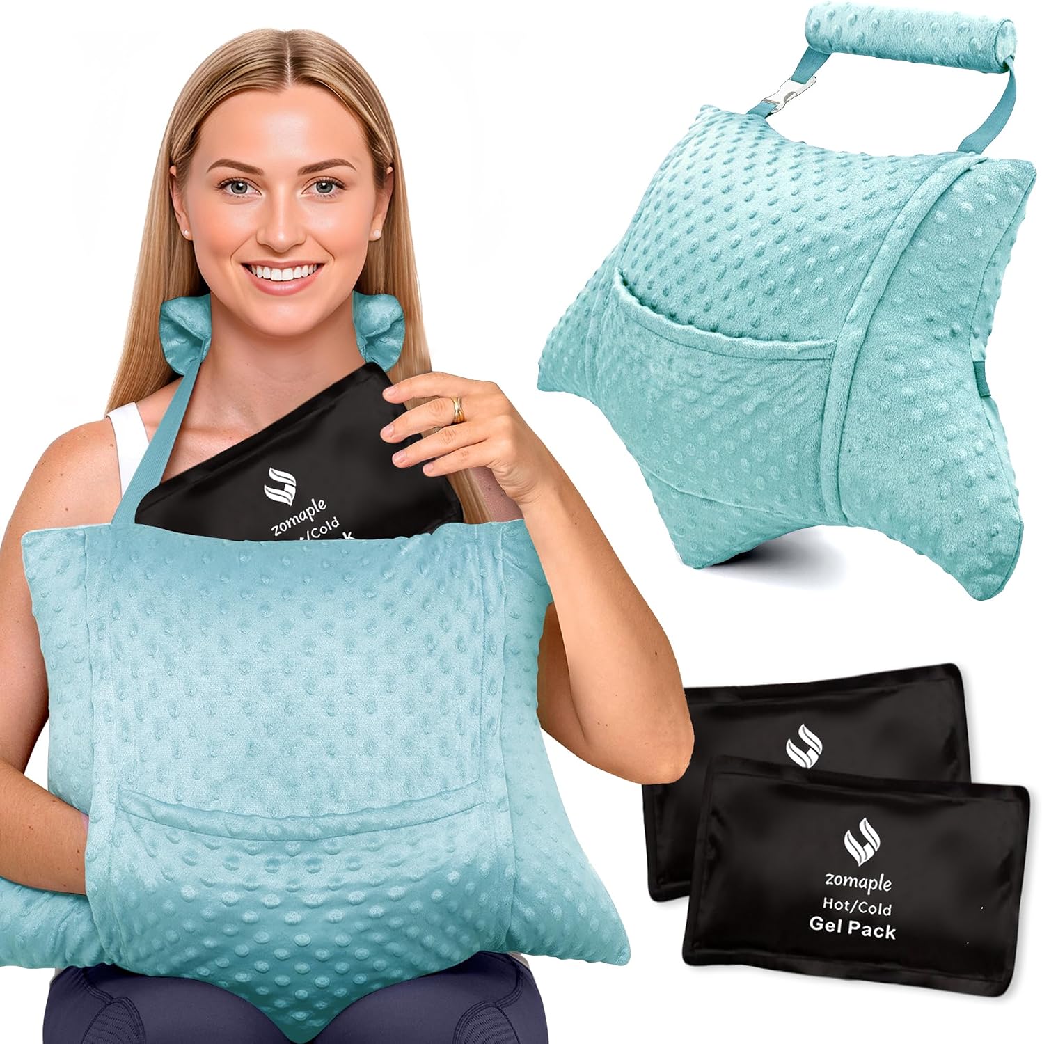 Zomaple Recovery Hysterectomy Pillow with Strap & 2 Gel Pack – Post Abdominal Surgery Must Haves – Ideal for C-Section, Laparoscopic & Hern…