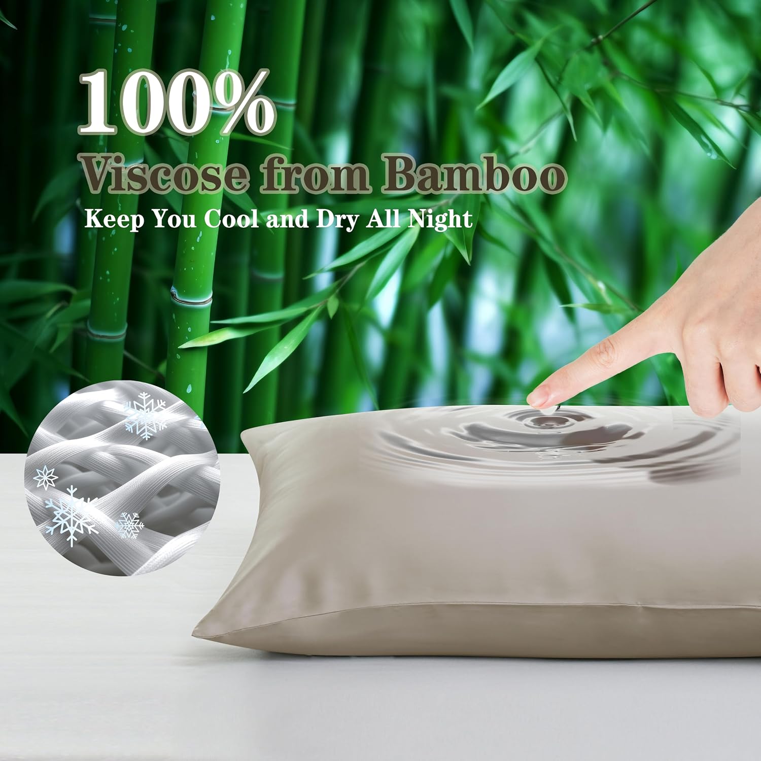 ShunjieHome 4 Pack Bamboo Viscose Pillow Protectors Queen Size, 400 Thread Count Cooling Zippered Pillowcases for Hot Sleepers & Night Swea…