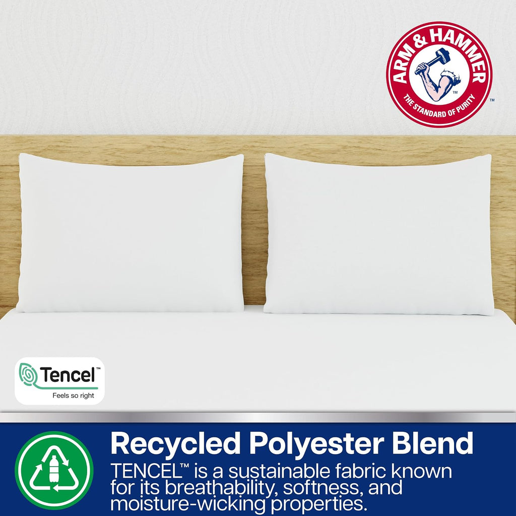 Arm & Hammer Eco Performance Zippered Pillow Protector with Tencel, 2-Pack, Standard/Queen