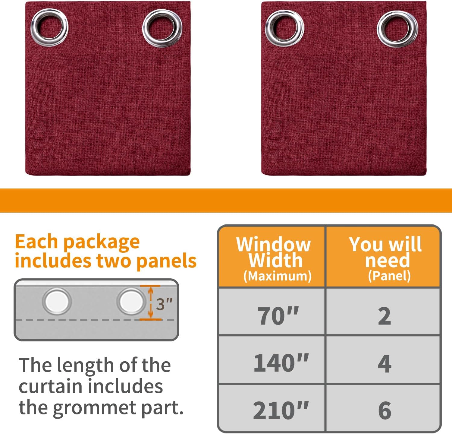 YoungsTex Burgundy Linen Blackout Curtains for Bedroom 84 Inch Length, Thermal Insulated Black Out Drapes with Grommet for Living Room Wind…