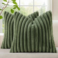 decorUhome Cozy Faux Fur Throw Pillow Covers 26x26 Set of 2 Decorative Soft Plush Striped Modern Farmhouse Boho Couch Euro Sham Pillow Case…