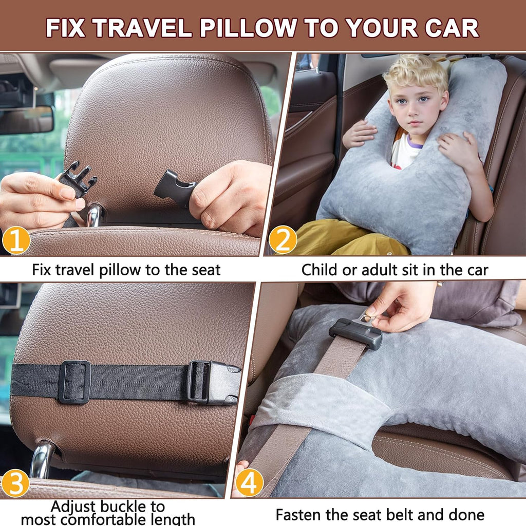 1 MIDDLE ONE Car Pillow for Kids, Memory Foam Travel Pillow for Car and Adults, Kids Car Pillows for Sleeping on Road Trip, Small Body…