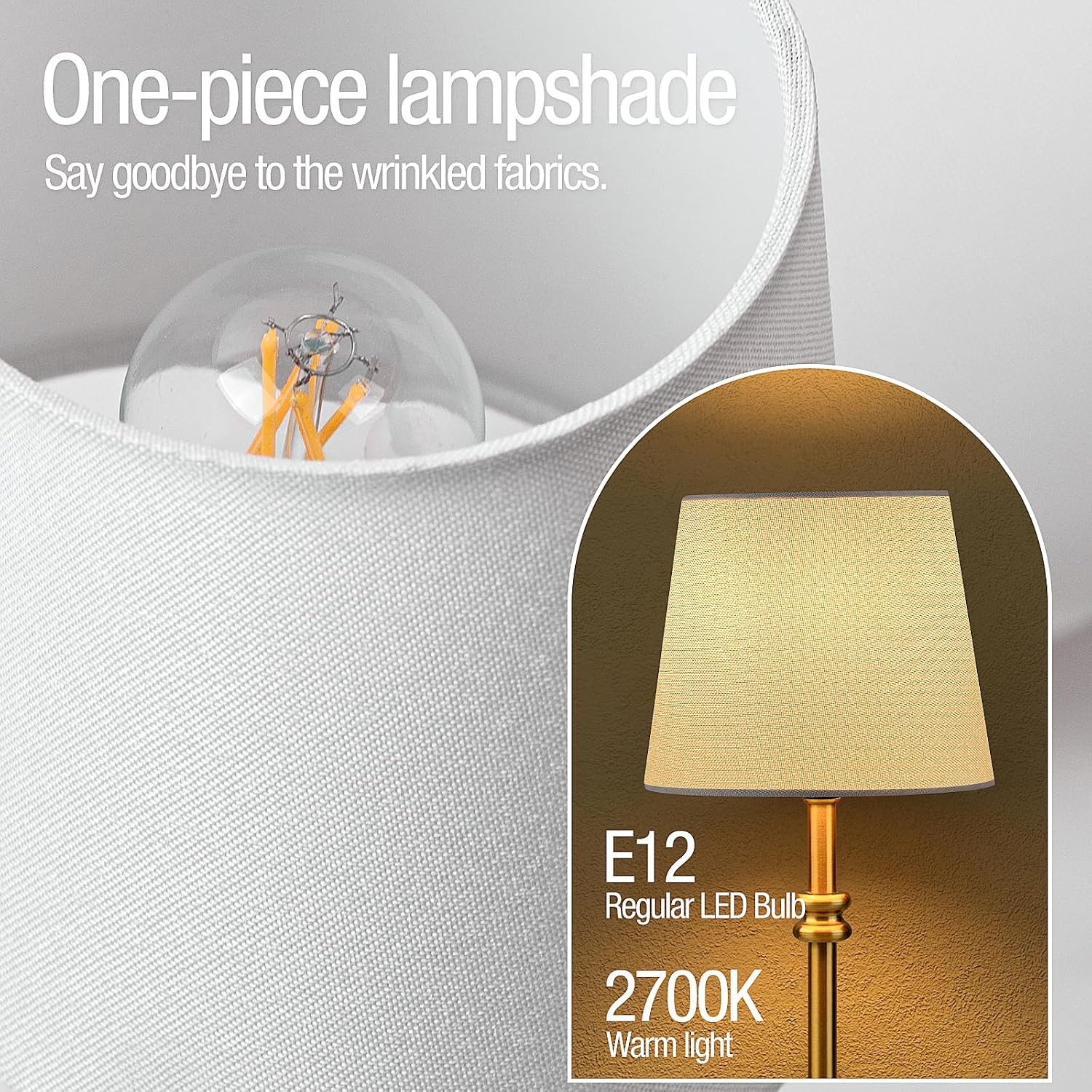 ONEWISH Cordless Lamp-Battery Operated Table lamp, 4000mAh Rechargeable, Stepless Dimmable, Small Touch Bedside Lamp with Fabric Shade…