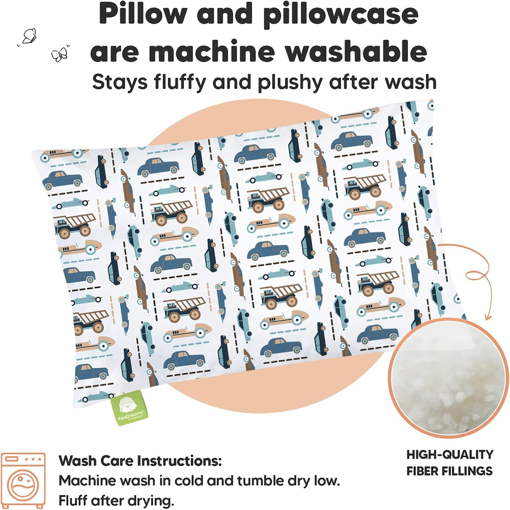 Toddler Pillow with Pillowcase - 13x18 My Little Dreamy Kids Travel Bed Pillows for Sleeping, Organic Cotton Small Pillowcase, Soft &…
