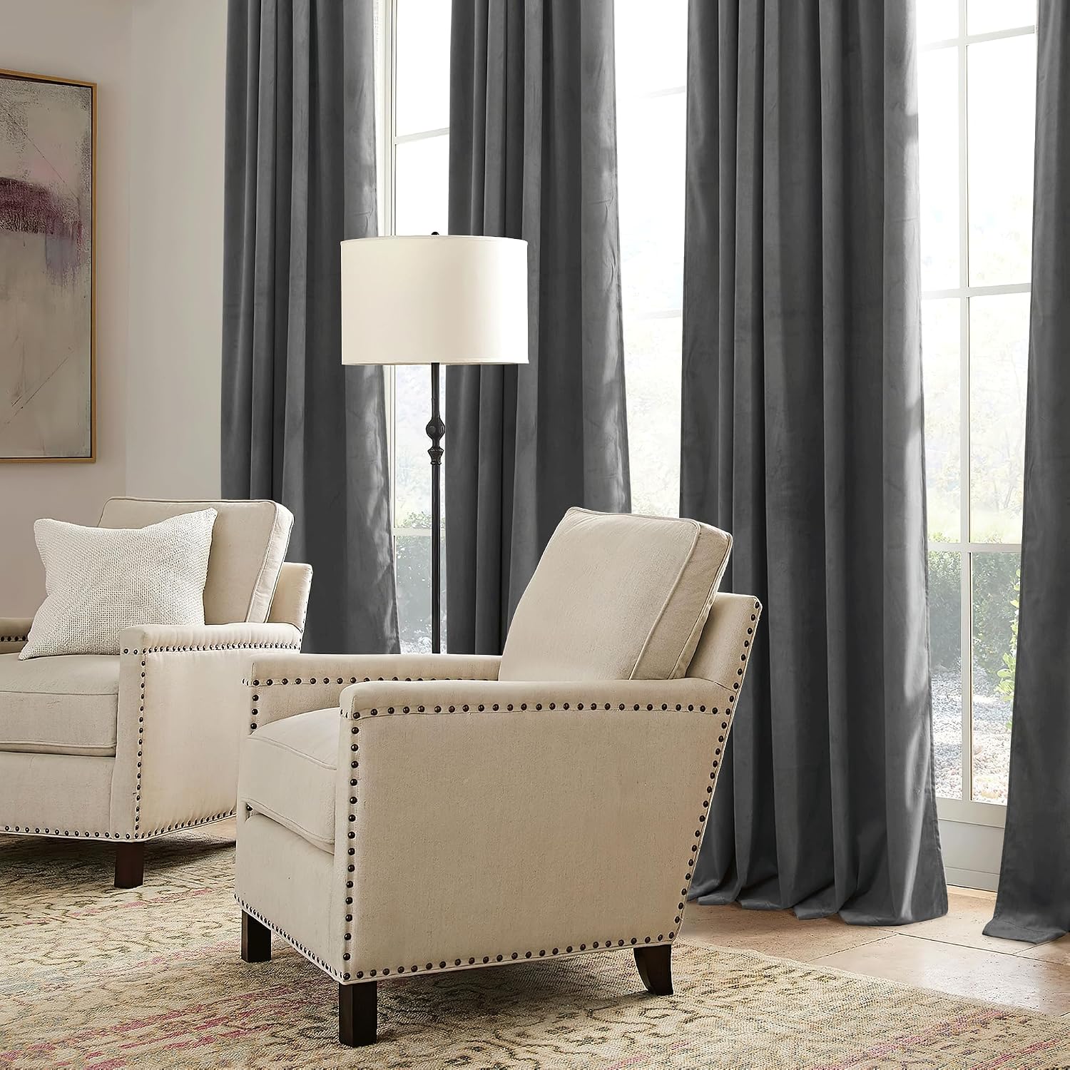 Rybhome RYB HOME Velvet Blackout Curtains for Bedroom - Super Soft Room Darkening Curtains Thermal Insulated Drapes Heat Block Window Panel…