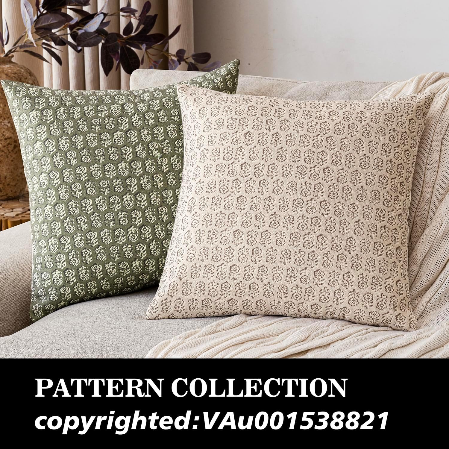 Foindtower Set of 2 Decorative Vintage Floral Print Throw Pillow Covers Neutral Modern Farmhouse Cushion Covers Boho Home Decor for Sofa…