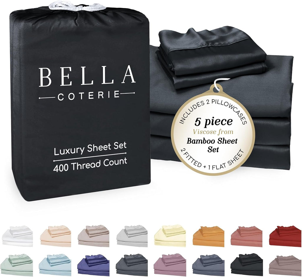 Bella Coterie Luxury Bamboo Viscose Split King Size Sheet Set | 2 Fitted Sheets for Sleep Number & Adjustable Beds | 100% Organically…