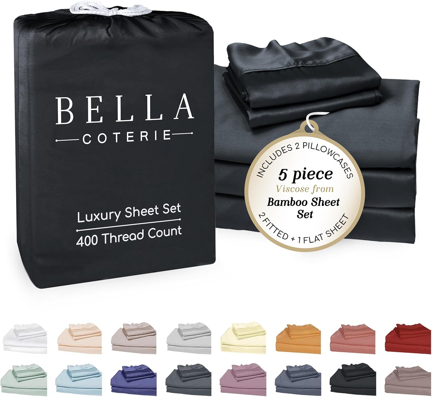 Bella Coterie Luxury Bamboo Viscose Split King Size Sheet Set | 2 Fitted Sheets for Sleep Number & Adjustable Beds | 100% Organically…