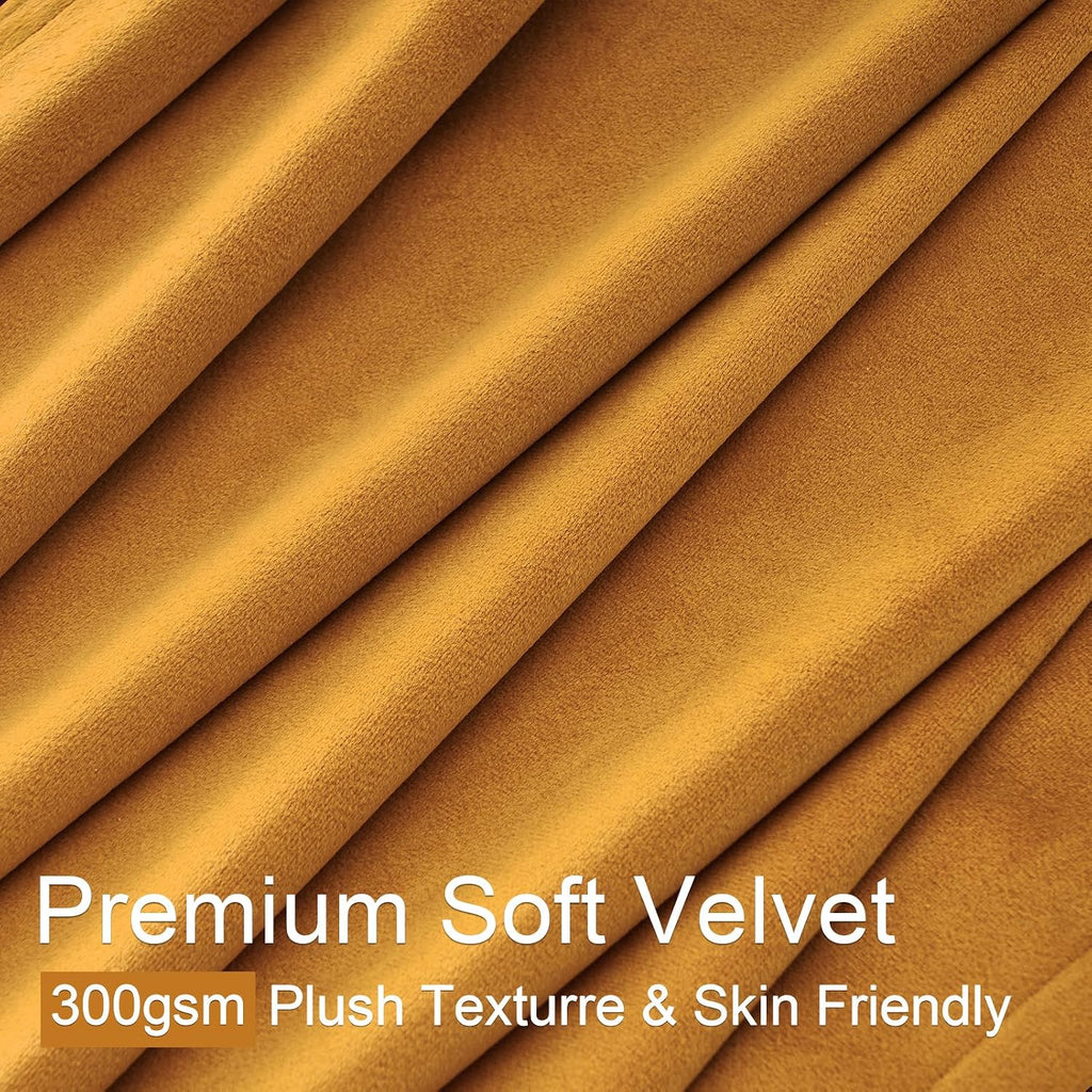 Drapenova 102 Inch Long Yellow Custom Velvet Curtains for Living Room Bedroom Elegant Luxury Pinch Pleat Room Darkening Blackout Dra…