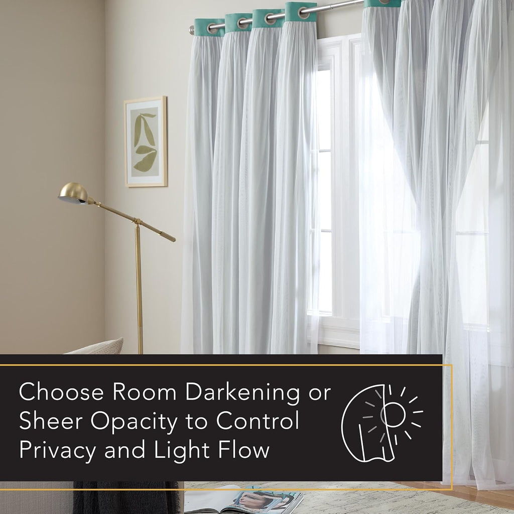 TOWN & COUNTRY LUXE Talia Double Layer Indoor Curtains, Sheer and Room Darkening Blackout, Grommet Top, Energy Efficient, 2-Pack Set…