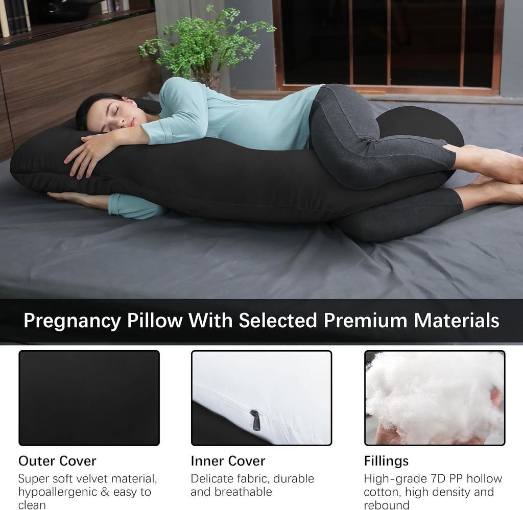 Moonpark MOON PARK Pregnancy Pillows for Sleeping - U Shaped Full Body Maternity Pillow with Removable Cover - Support for Back, Legs, Bell…