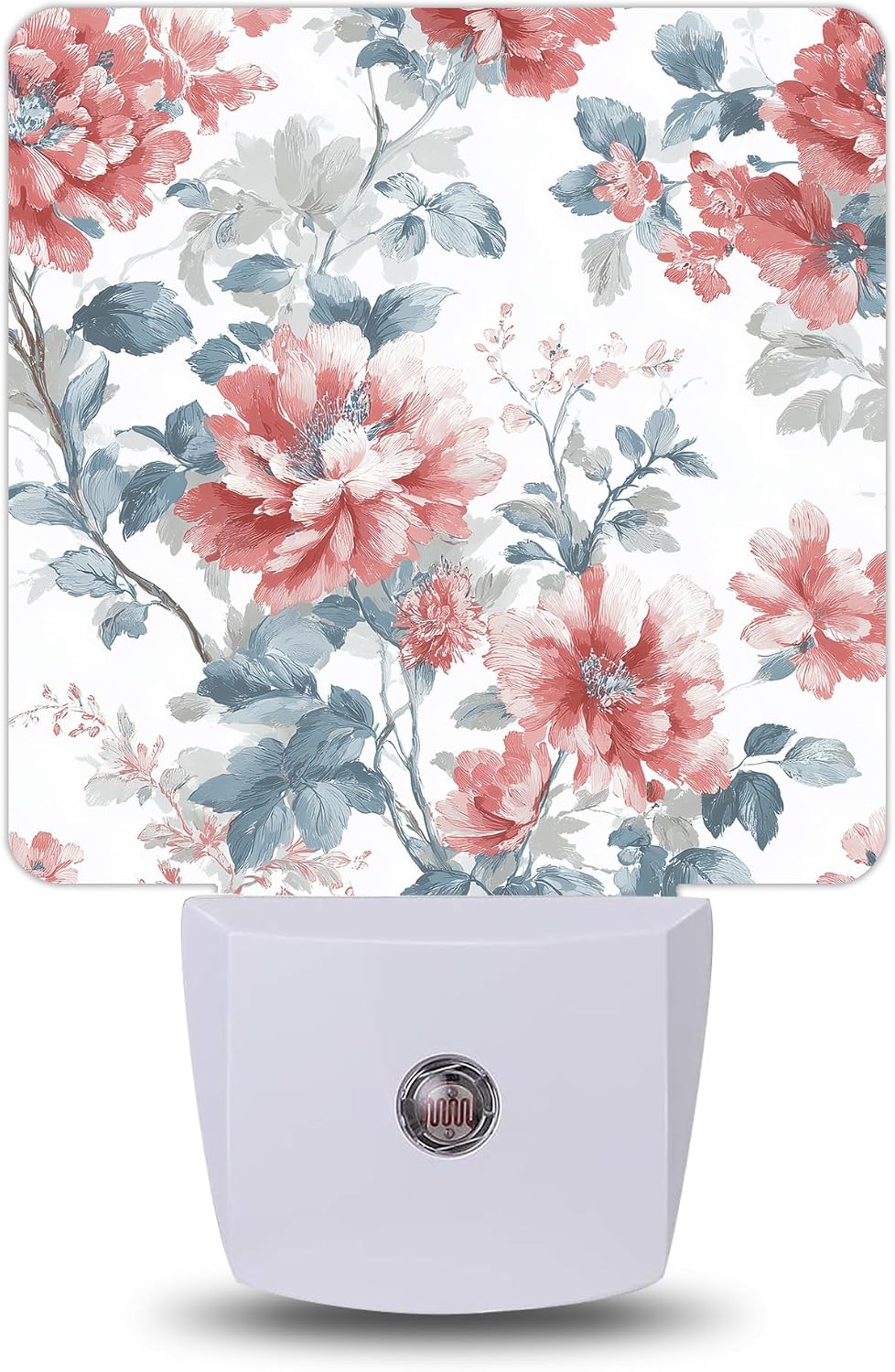 Vintage Blue Pink Floral Night Light, Night Lights Plug into Wall with Dusk to Dawn Sensor for Bedroom Bathroom Hallway Kitchen…