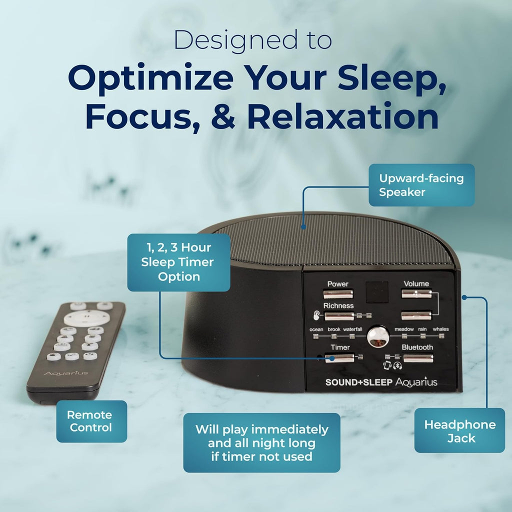 AdaptiveSoundTechnologies Adaptive Sound Technologies Sound + Sleep Aquarius - White Noise Machine for Focus Support - Convenient Sleep Tim…