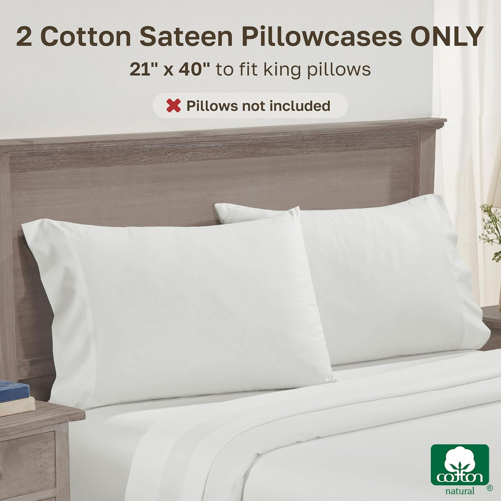 CaliforniaDesignDen California Design Den King Size Pillow Cases Set of 2 - 600 Thread Count, 100% Cotton Pillow Case King, Breathable Sate…