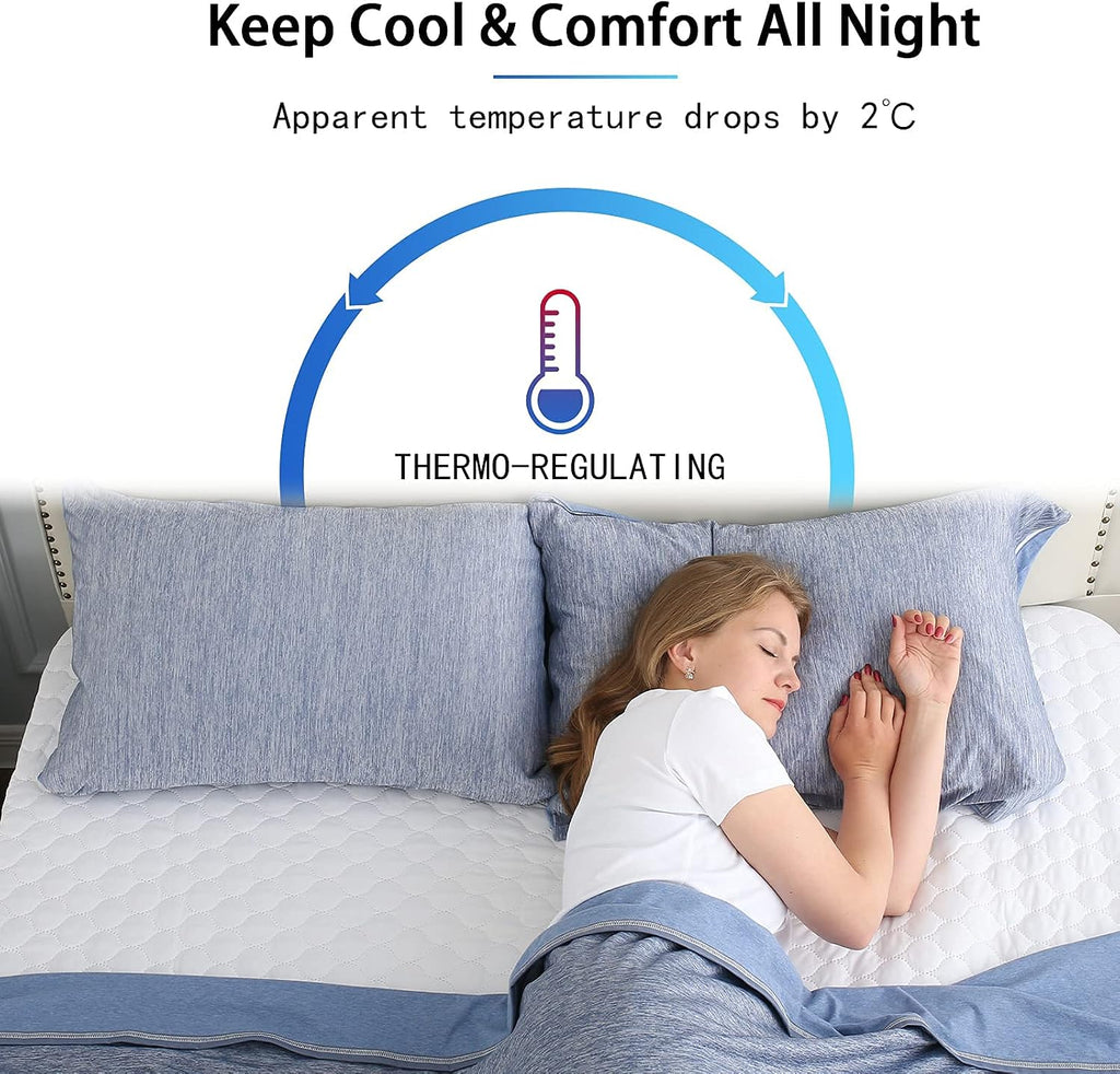 Choshome Cooling Pillow Cases Zipper Pillow Covers Q-Max > 0.45 Zippered Pillowcases for Hot Sleepers, Soft, Breathable, Skin-Friendly, 2 P…