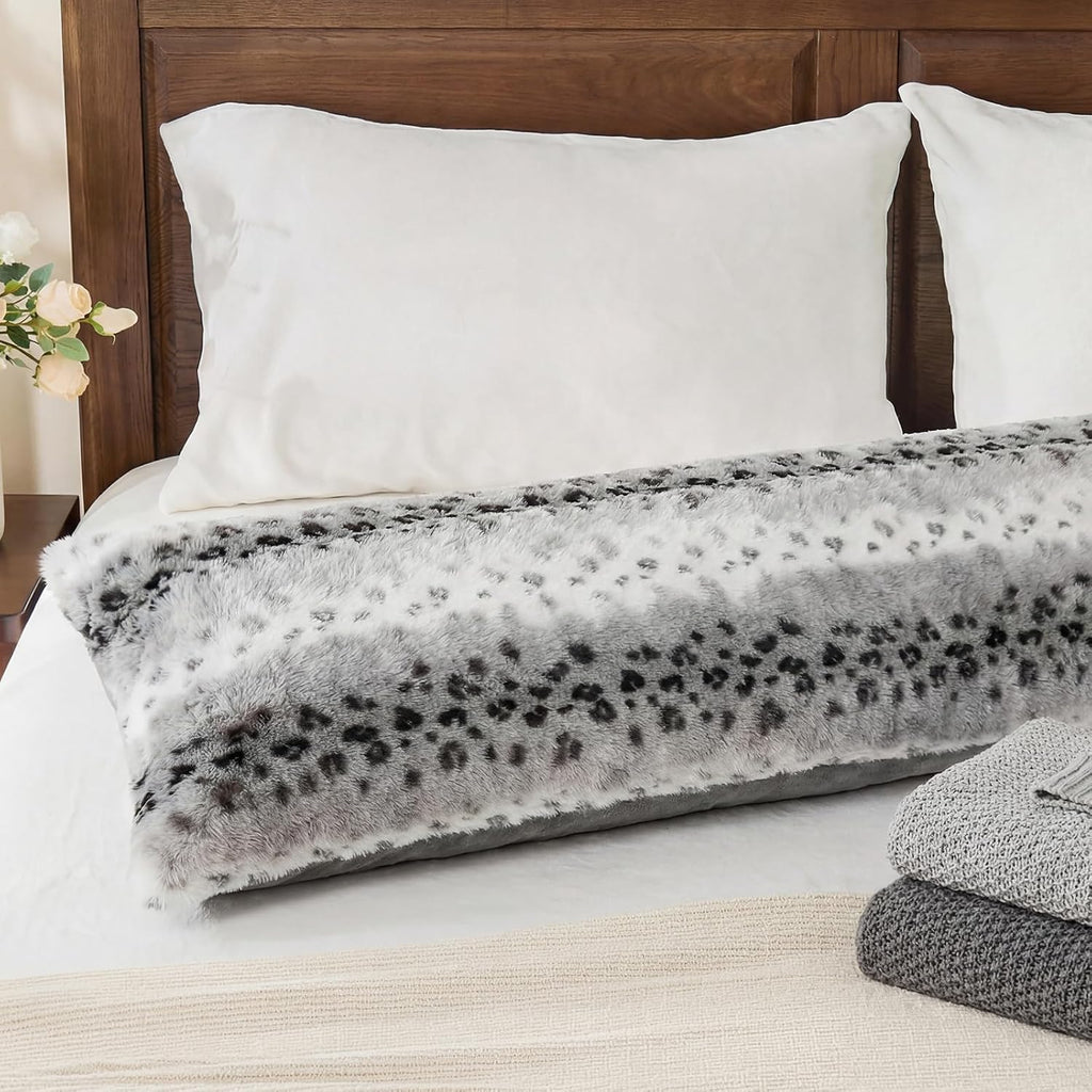 Chumerry Fuzzy Body Pillow Case Dark Gray Fluffy Shaggy Pillow Cover Ultra Soft Warm Rabbit Fur Decorative Body Pillow Cover Long Pillowcas…