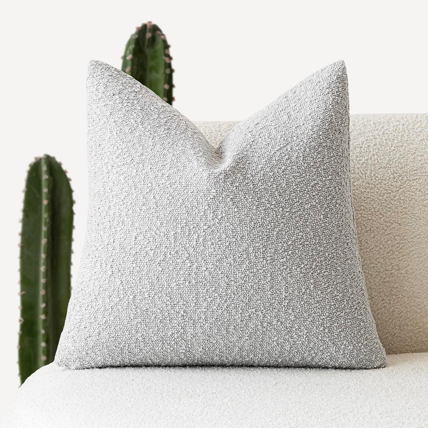 Foindtower Textured Boucle Throw Pillow Covers Accent Solid Pillow Cases Cozy Soft Decorative Couch Cushion Case for Chair Sofa Bedroom…
