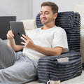 ENITYA Reading Pillow for Sitting in Bed Adult, 24in XXL Back Pillow for Bed Sitting up, Big Pockets & Built-in Arms, Back Support Chair…
