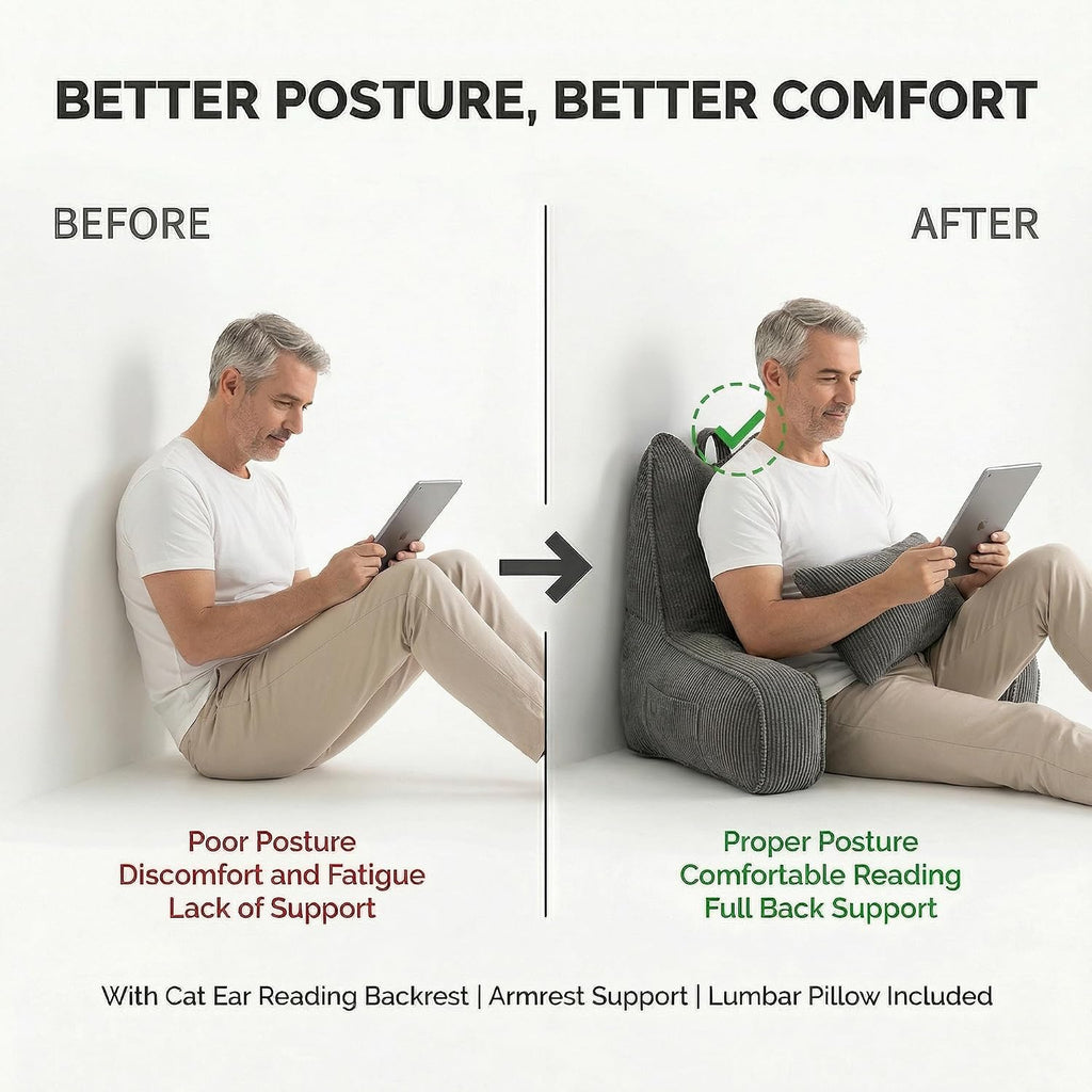 Ailuteie Patented Design Corduroy Reading Pillow with Arms, Ergonomic Bed Rest Pillow with Extra Lumbar Pillow for Sitting in Bed or Couch,…