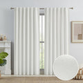 Keqiaosuocai Natural Faux Linen Blackout Farmhouse Curtains for Bedroom 84 Inches Long, Back Tab Hook Belt Pleated Boho Curtain Drapes Neut…