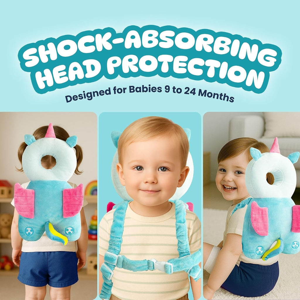 Baby Head Protector Backpack (9 to 24 Months) - Cute Head Guard Pillow with Knee Pads and Socks, Crawling and Walking Safety Set, Toddler…
