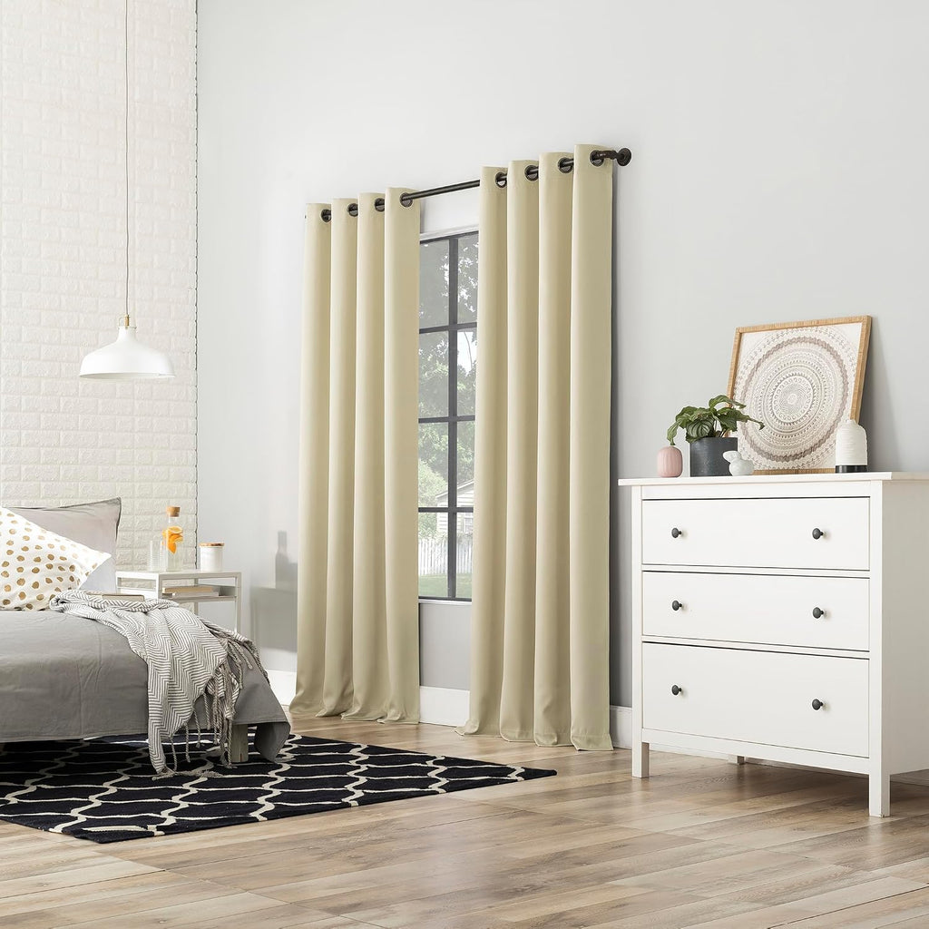 Sun Zero Nordic 2-Pack Theater Grade Noise Reducing Extreme 100% Blackout Grommet Curtain Panel Pair, 52" x 96, Cream Off-White